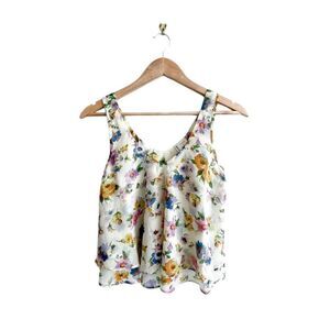 Passport Floral Tank Self-Lined V-Neck Women's S Polyester
